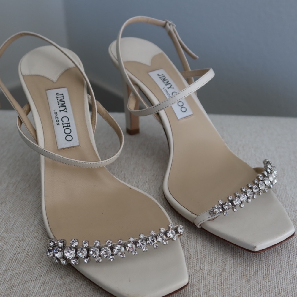 Jimmy Choo Meira Crystal Embellished Nappa Sandal 85cm